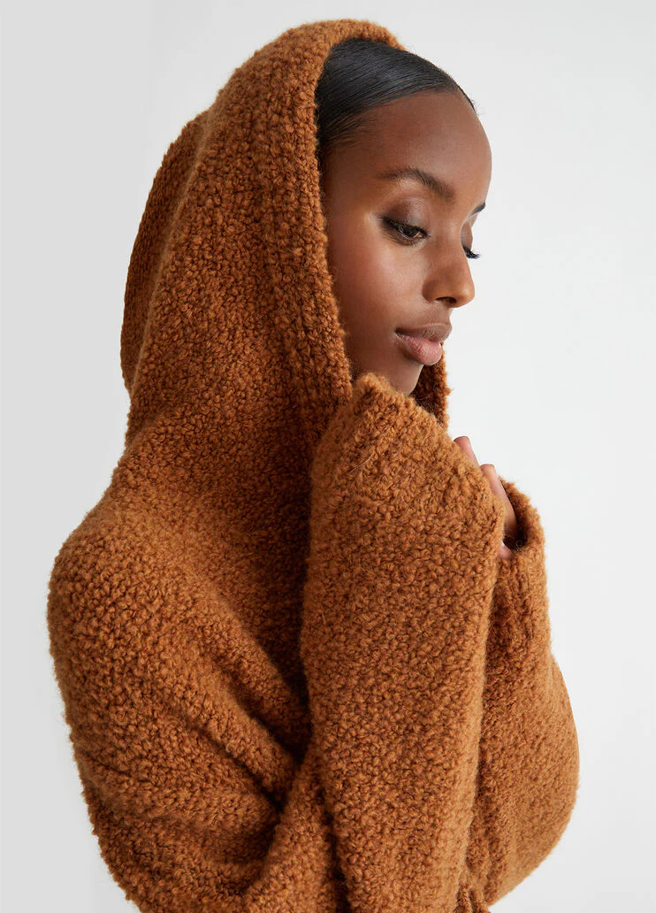 Wool blend knit coat