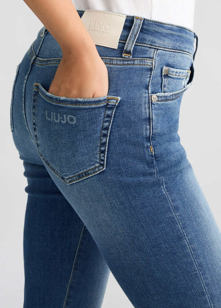 Blue straight-leg high-rise jeans