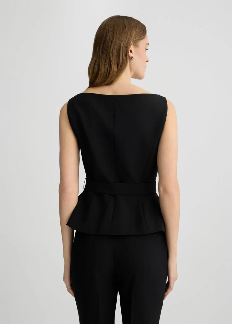 Double-breasted waistcoat with belt