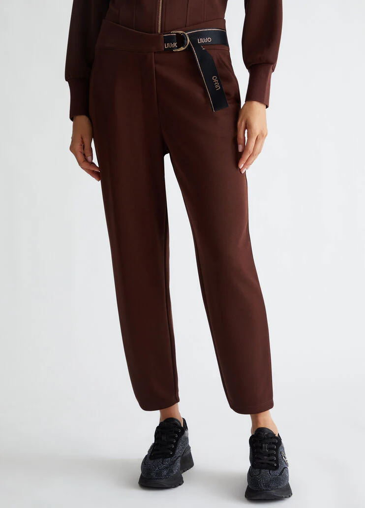 Jersey trousers with belt