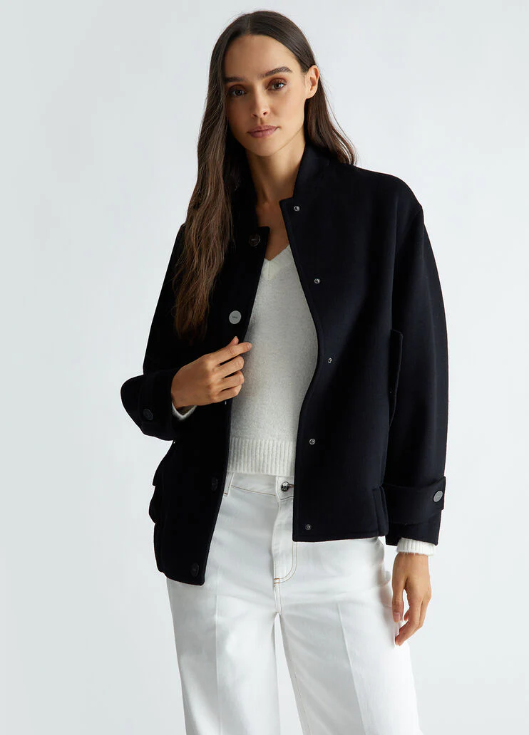 Wool-blend bomber jacket