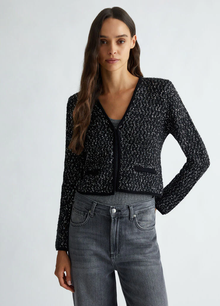 Knit jacket with sequins