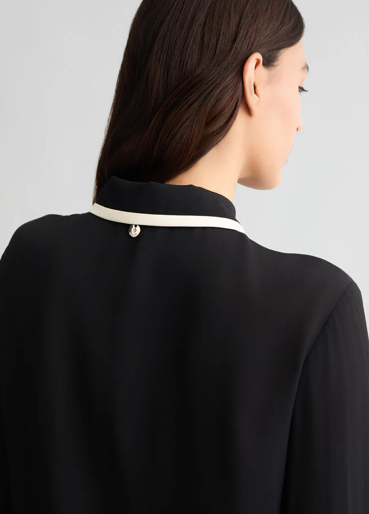 Black crepe de chine top