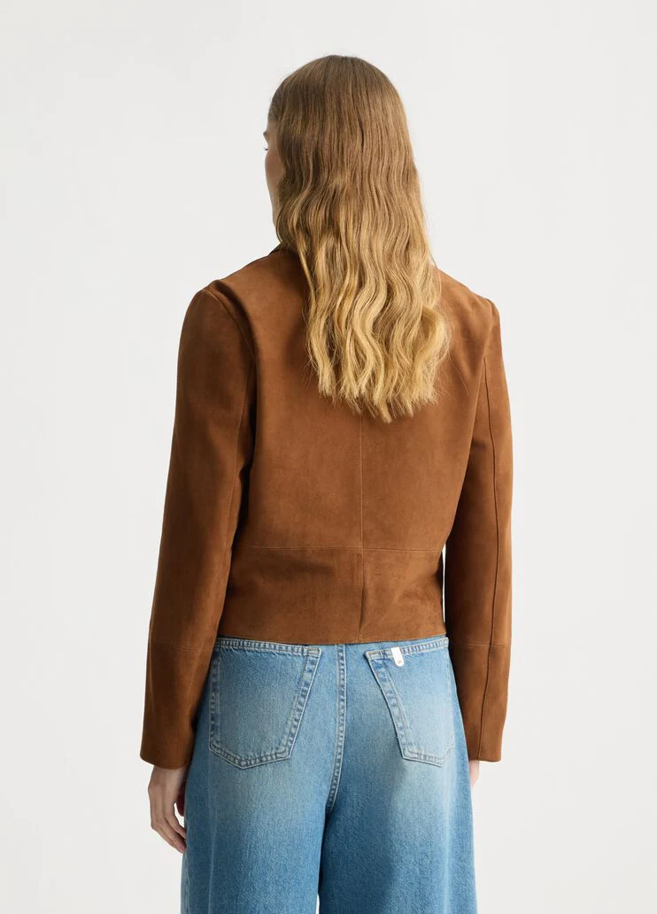 Suede boxy jacket