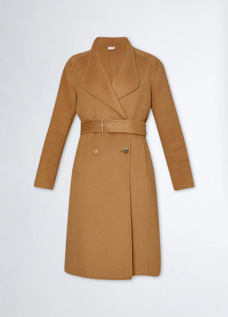 Double-breasted wool-blend coat
