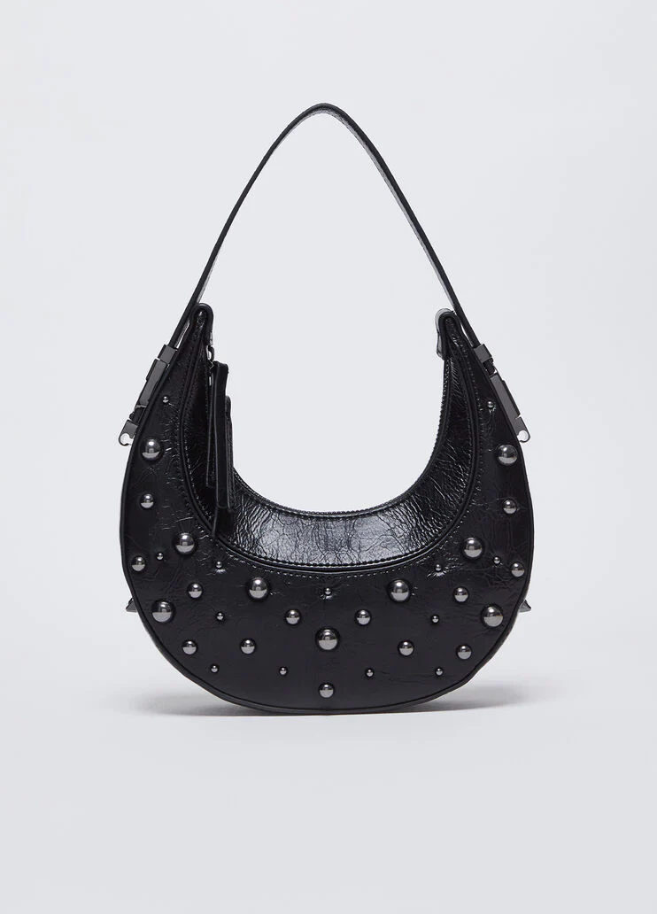 Studded glossy handbag