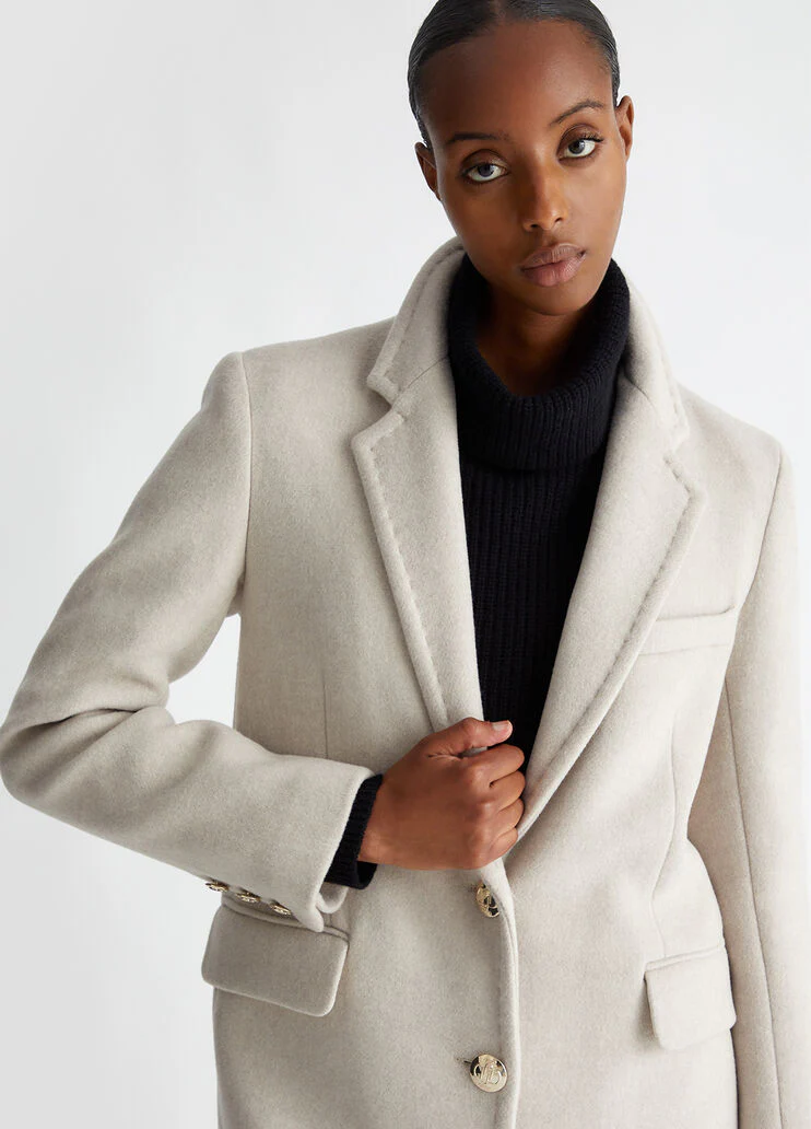Slim-fit wool-blend coat