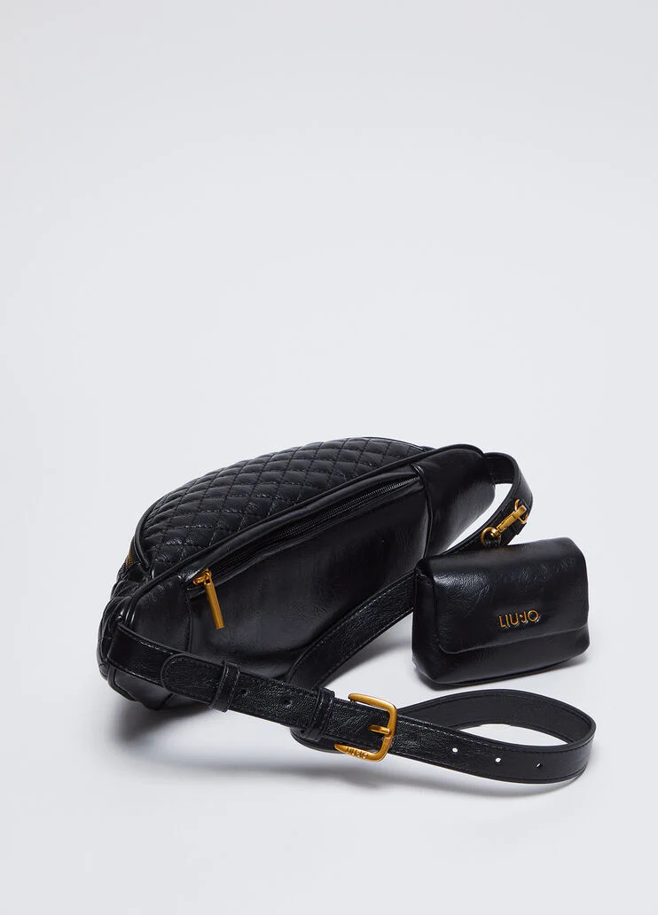 Quilted belt bag with charm