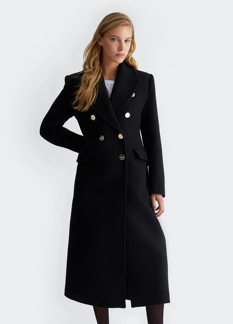 Double-breasted wool-blend coat