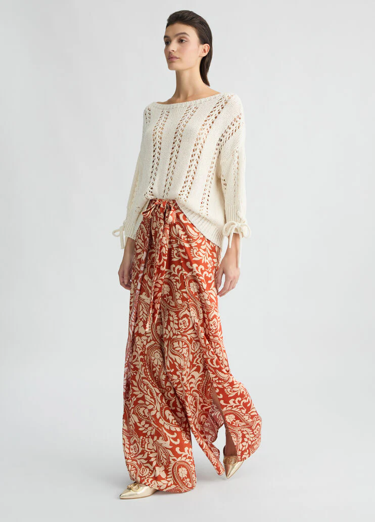 Printed twill trousers