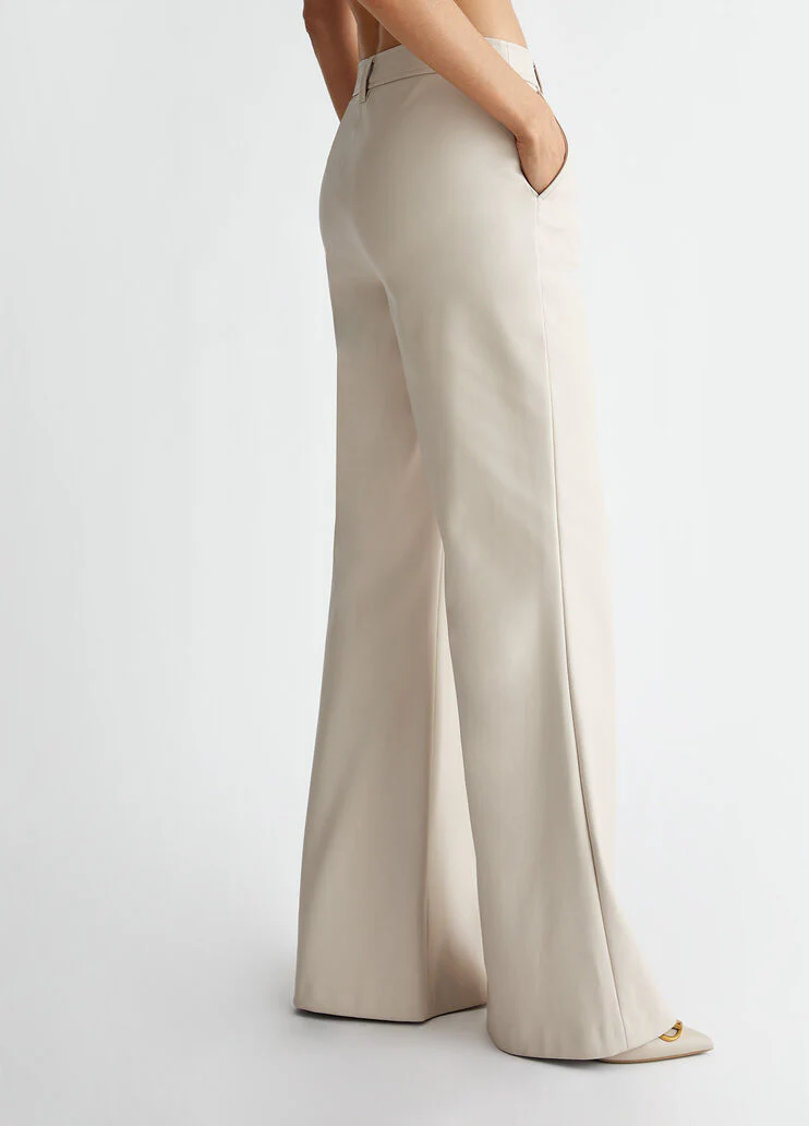 Coated fabric palazzo trousers