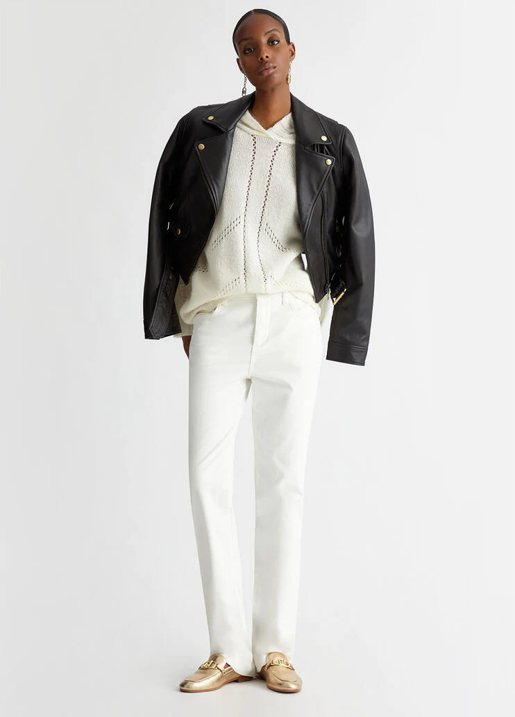 Wool-blend sweater with hood