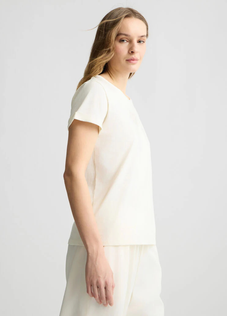 Cotton T-shirt with logo and rhinestones