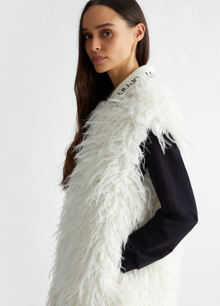Faux fur maxi-gilet