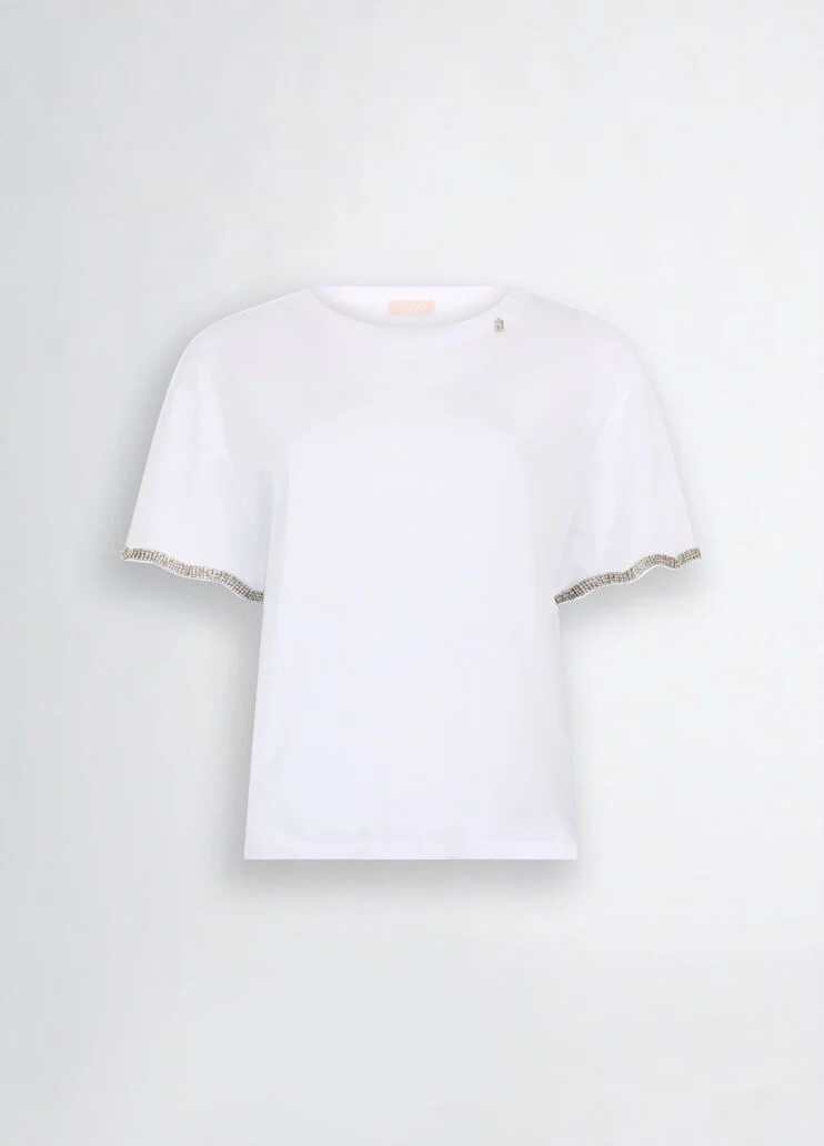 Cotton T-shirt with rhinestones