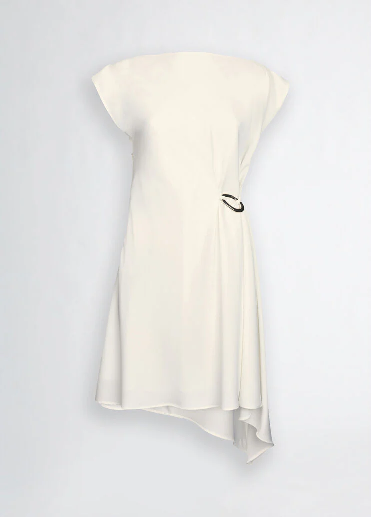 Short white dress with draping