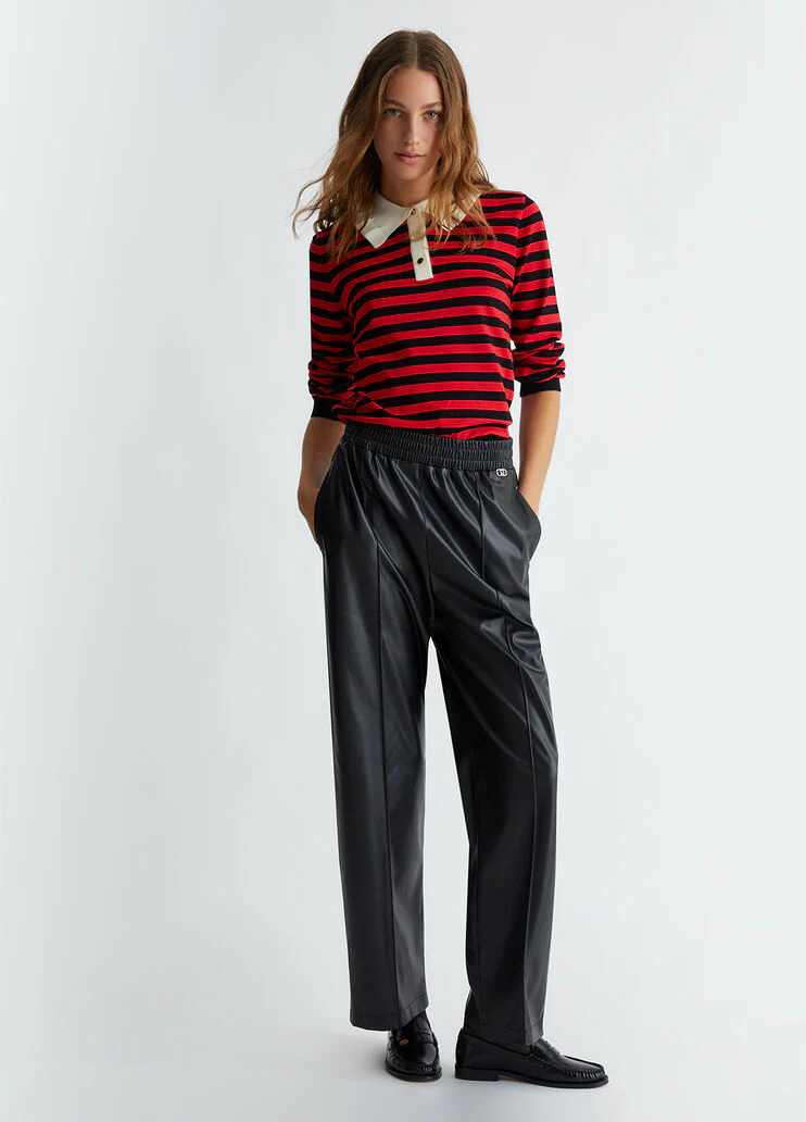 Striped sweater with jewel buttons