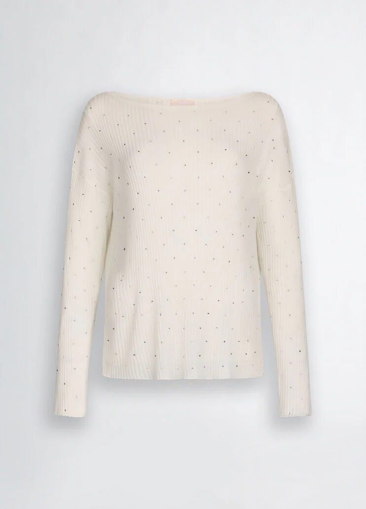 White jumper with rhinestones