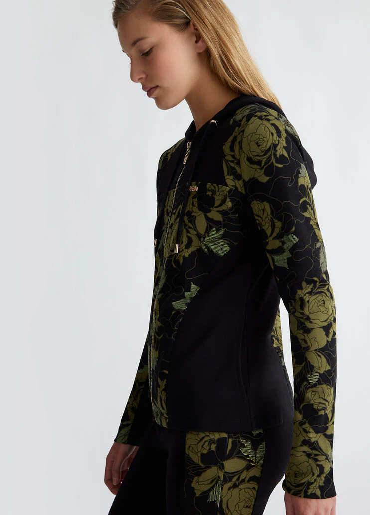 Hooded floral sweatshirt