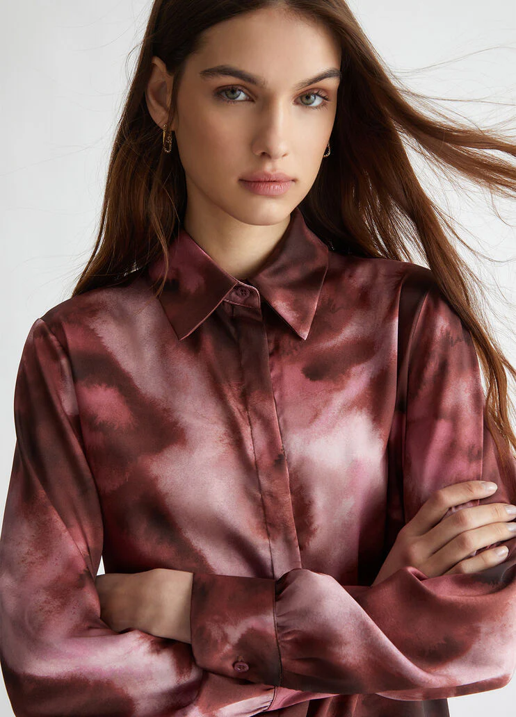 Printed satin shirt