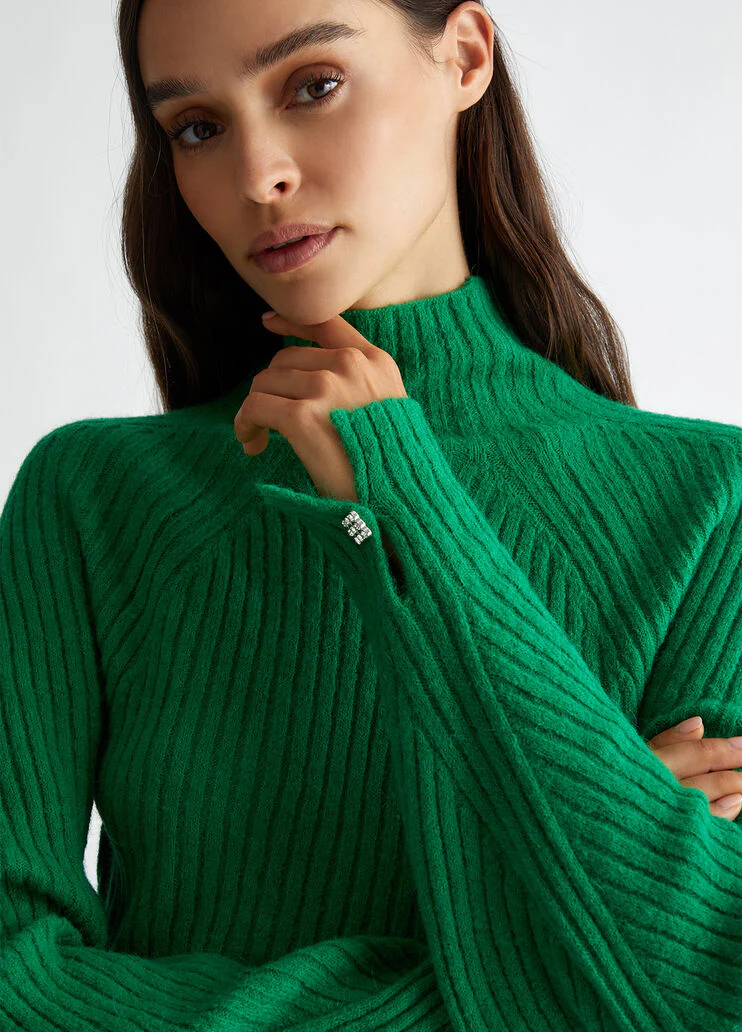 Rib-knit wool-blend sweater