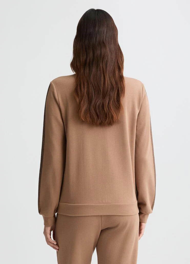 Brown sweatshirt with rhinestones