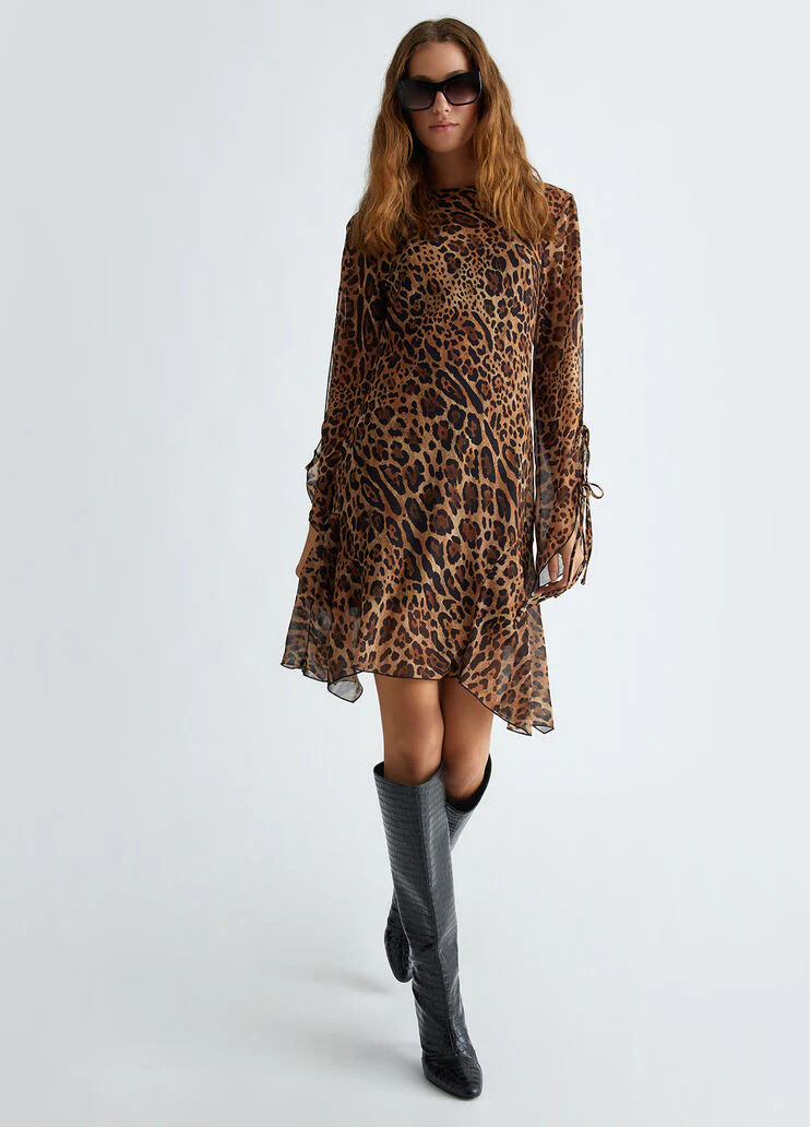 Short animal-print tulle dress
