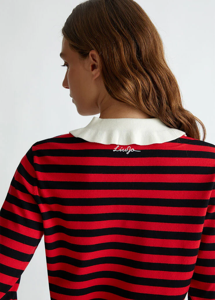 Striped sweater with jewel buttons