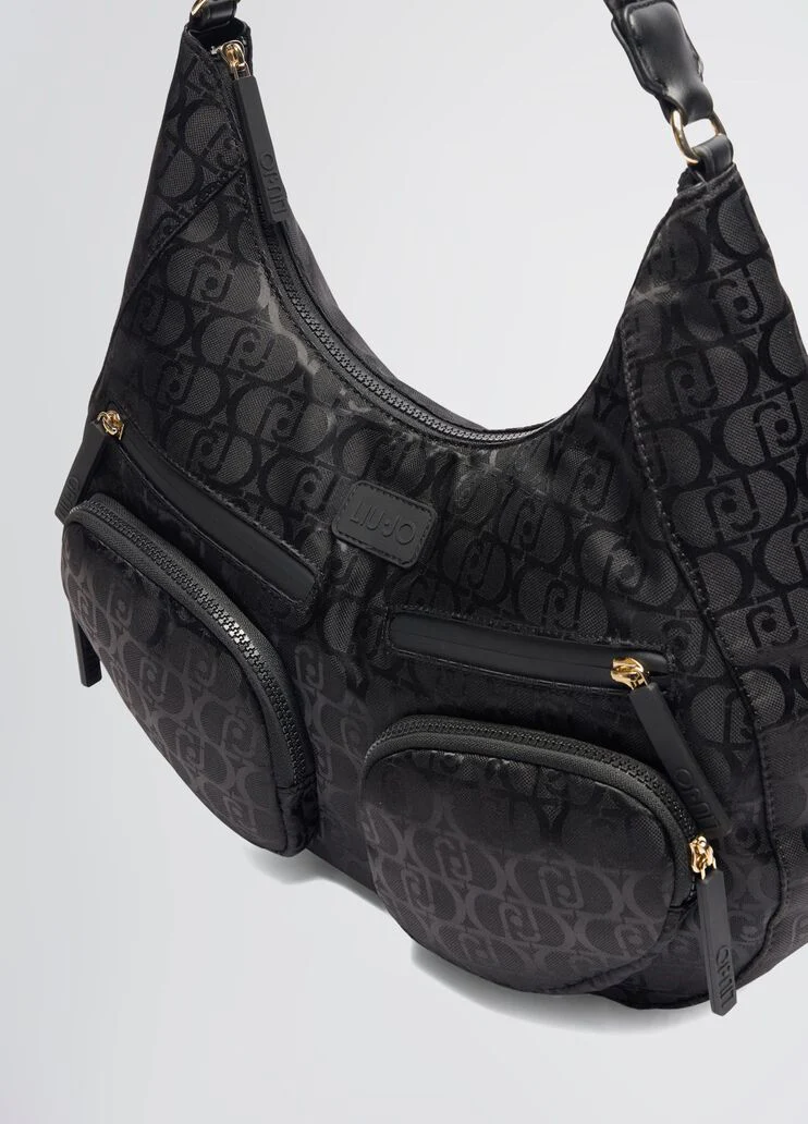 Nylon jacquard shoulder bag