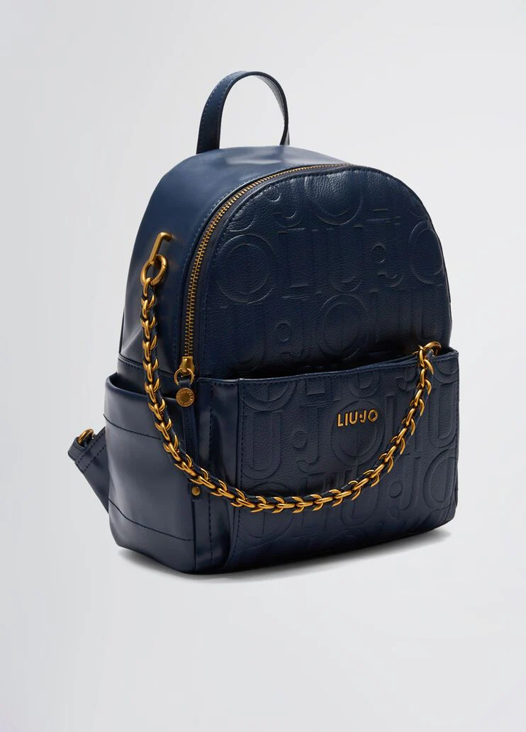 Backpack with logo and chain