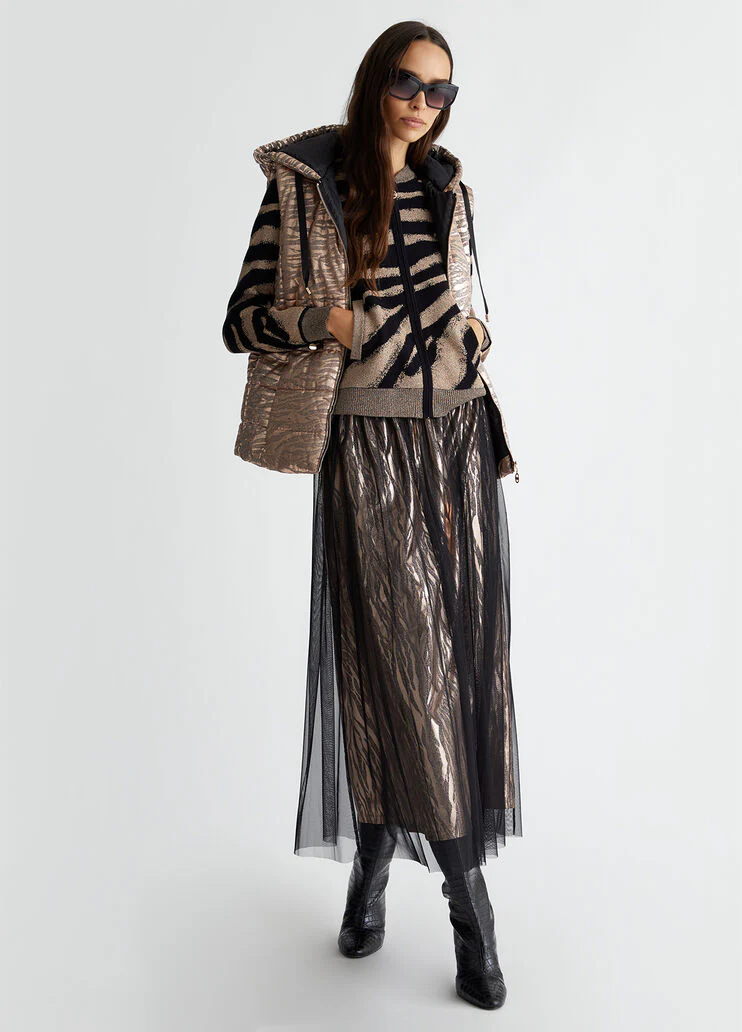 Padded animal-print gilet