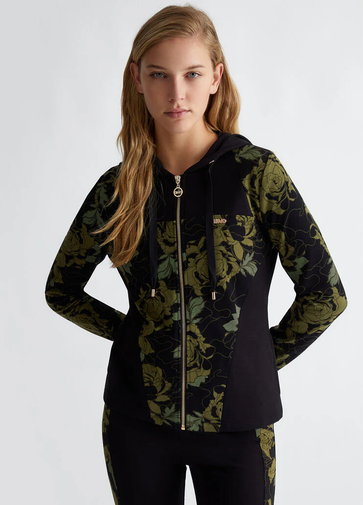 Hooded floral sweatshirt