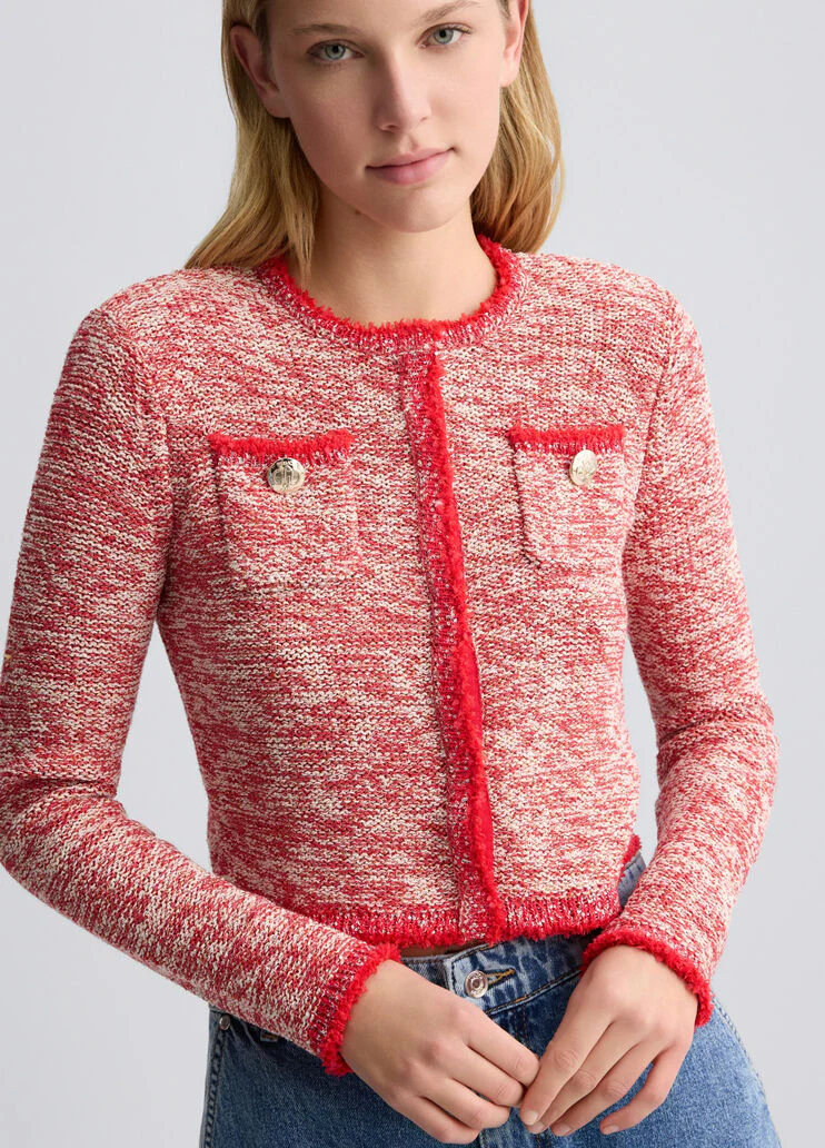 Red knit jacket
