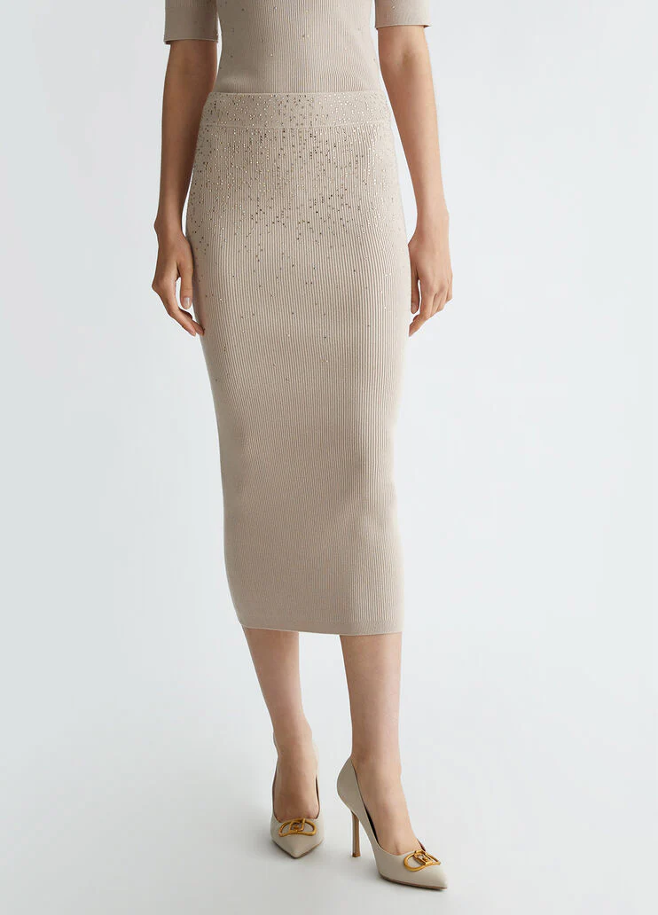 Midi skirt with dégradé rhinestones