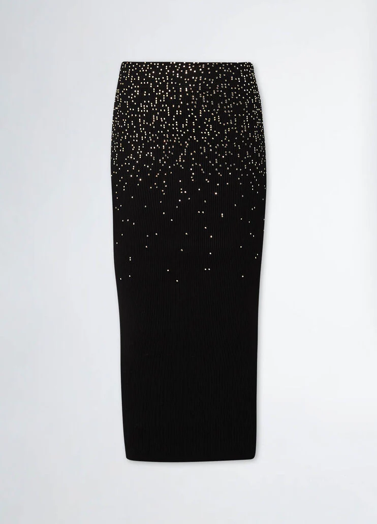 Midi skirt with dégradé rhinestones