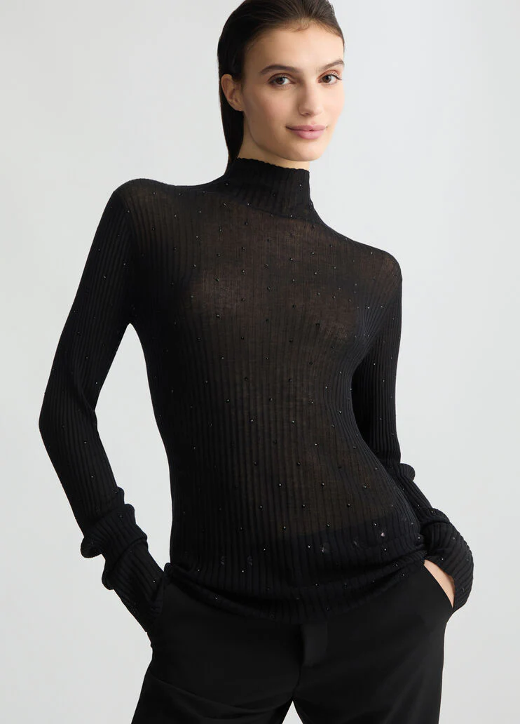 Black jumper with rhinestones