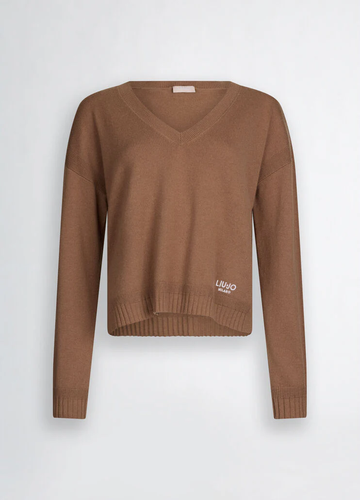 Brown cashmere and wool jumper