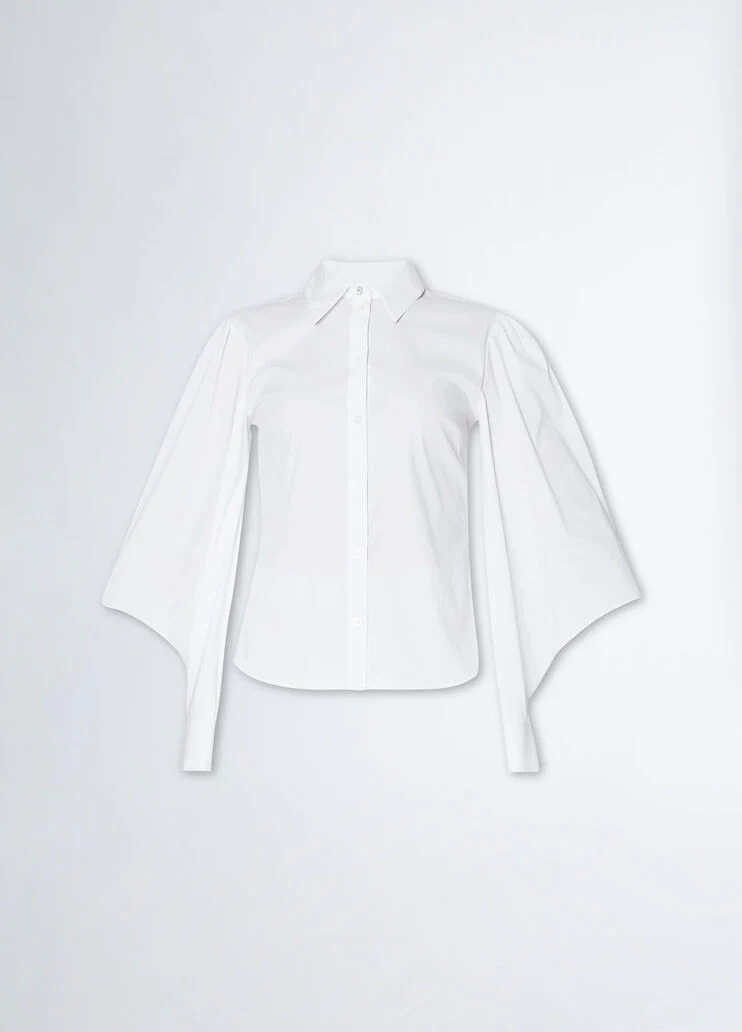 Poplin shirt with cut-outs