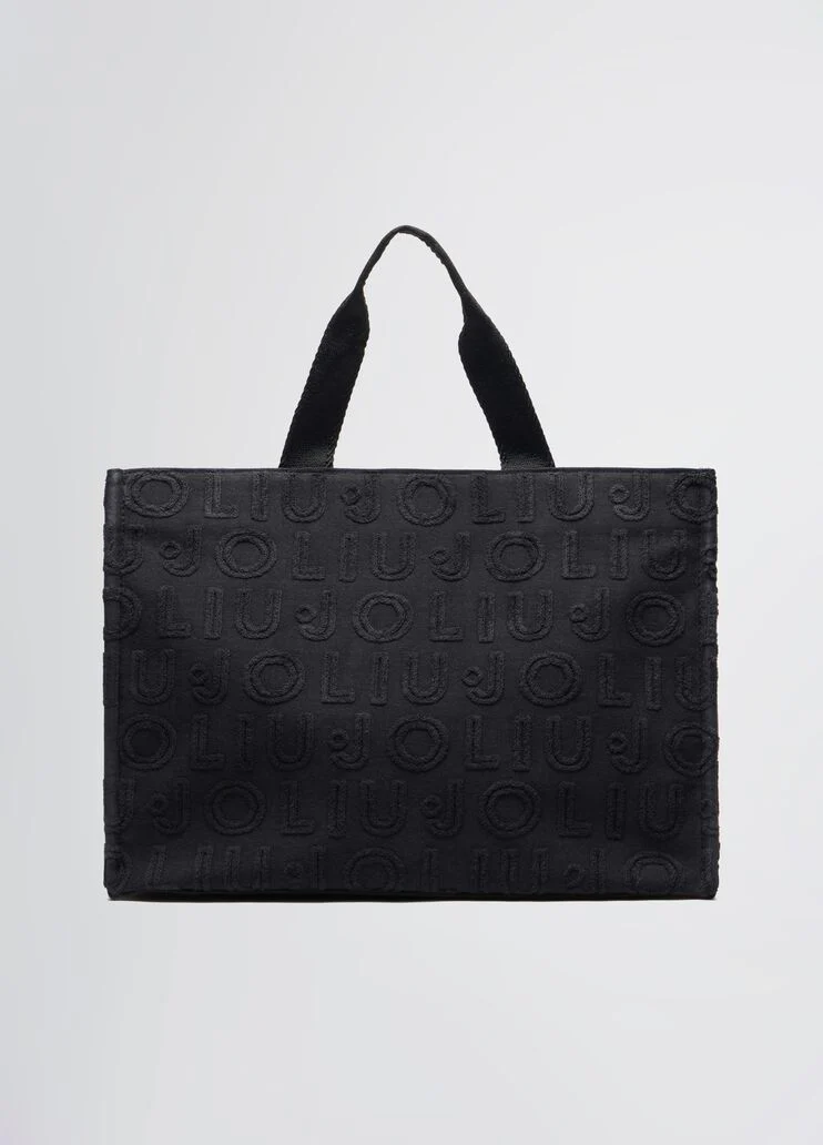 Black jacquard tote bag