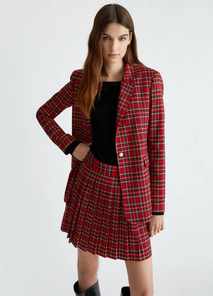 Red tartan blazer