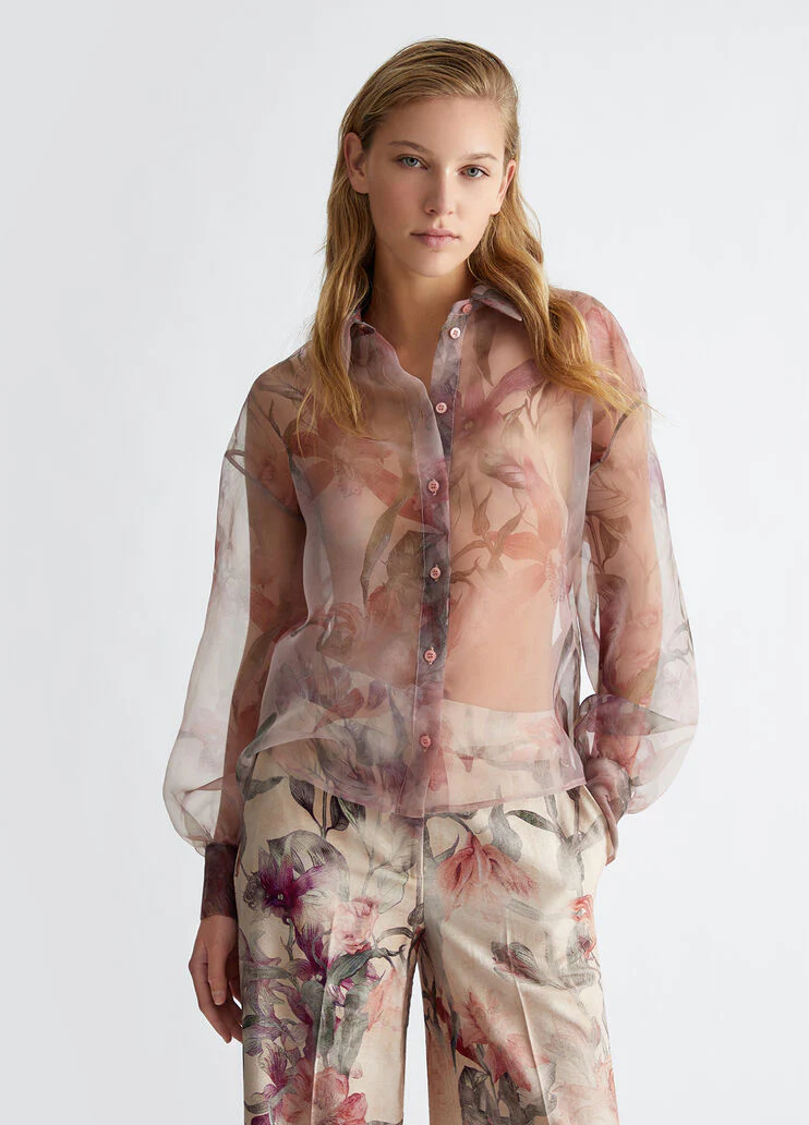 Floral organdy shirt