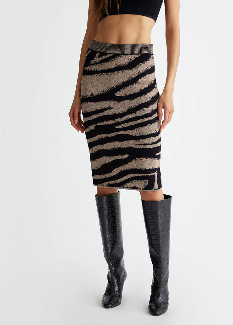 Animal-design knit skirt
