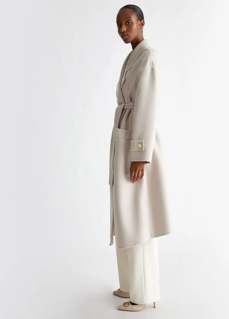 Belted wool-blend coat