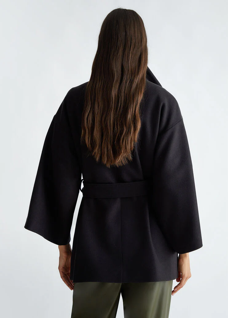 Short wool-blend coat