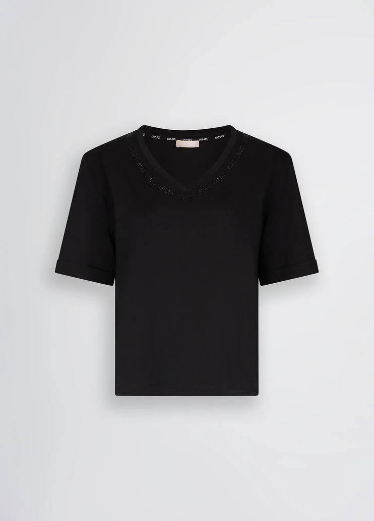 T-shirt with logo and gemstones