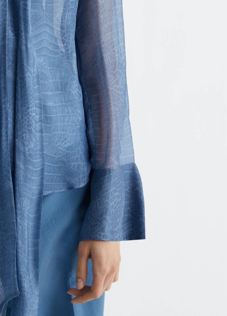 Printed silk blend blouse