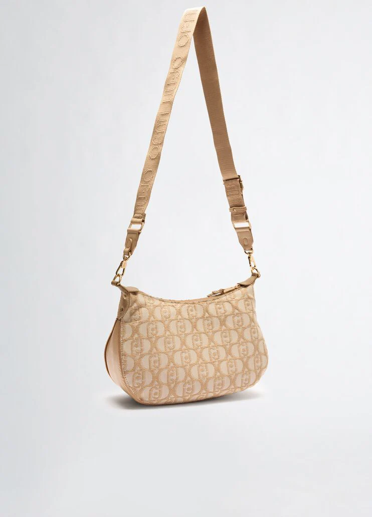 Jacquard shoulder bag with logo