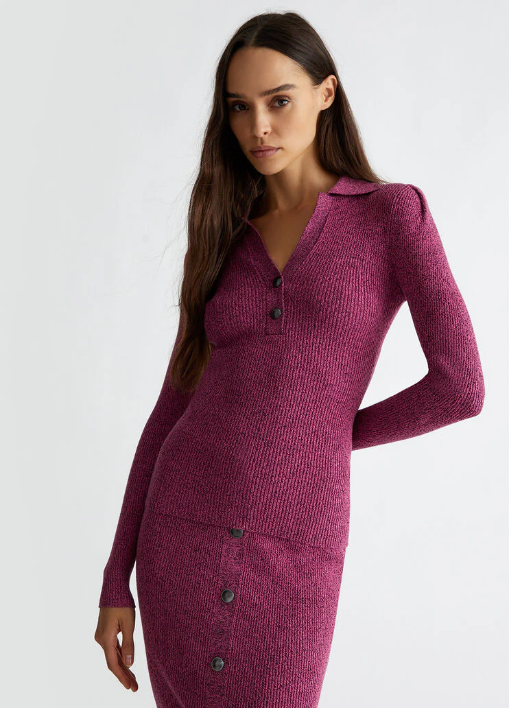 Lurex knit polo-shirt