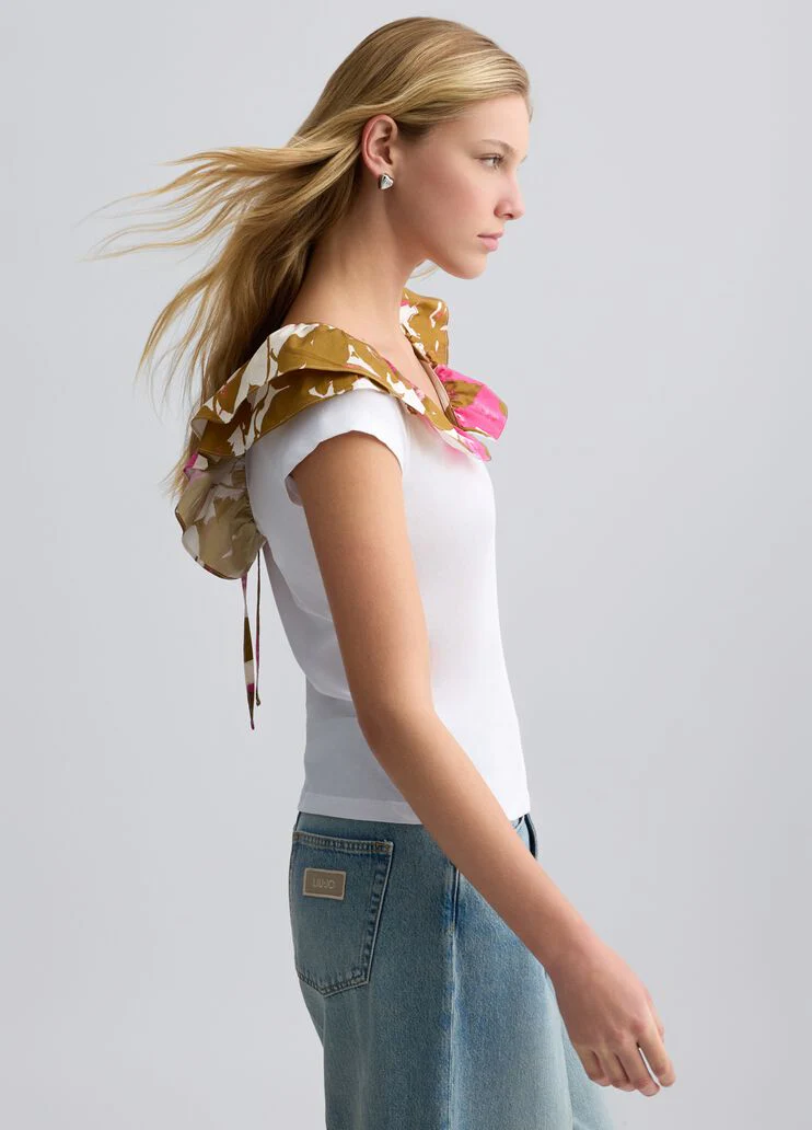 T-shirt with printed ruching