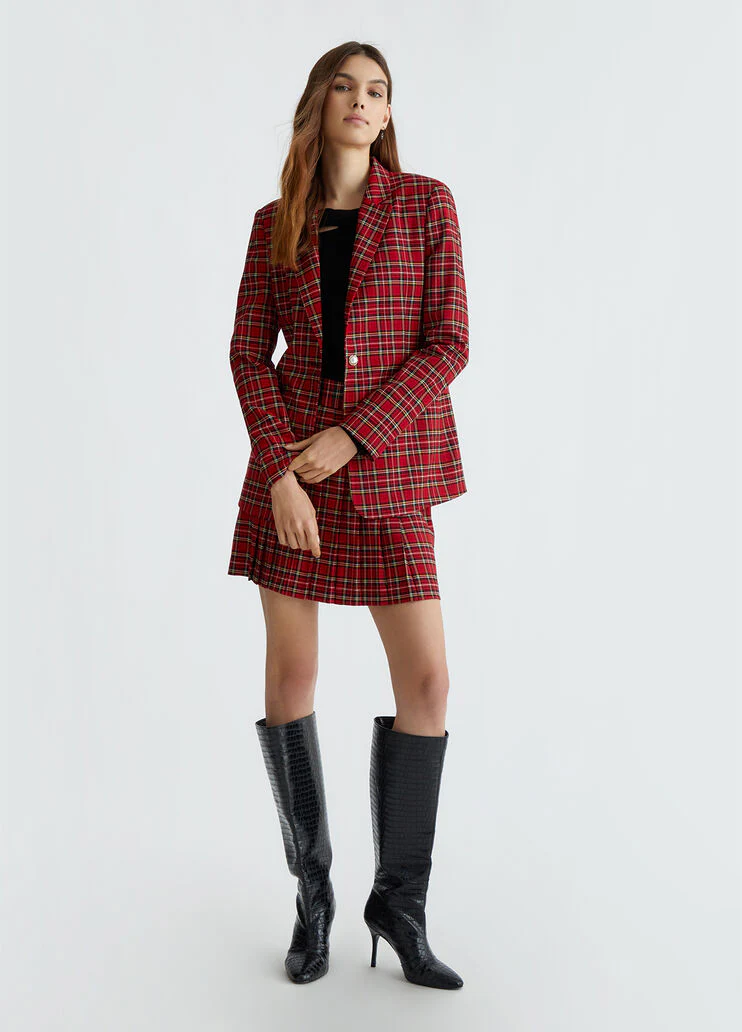 Red tartan blazer